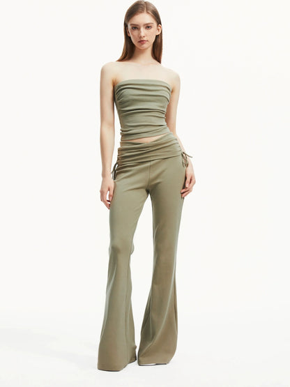 kvkv Low Rise Belted Gather Flare Pants