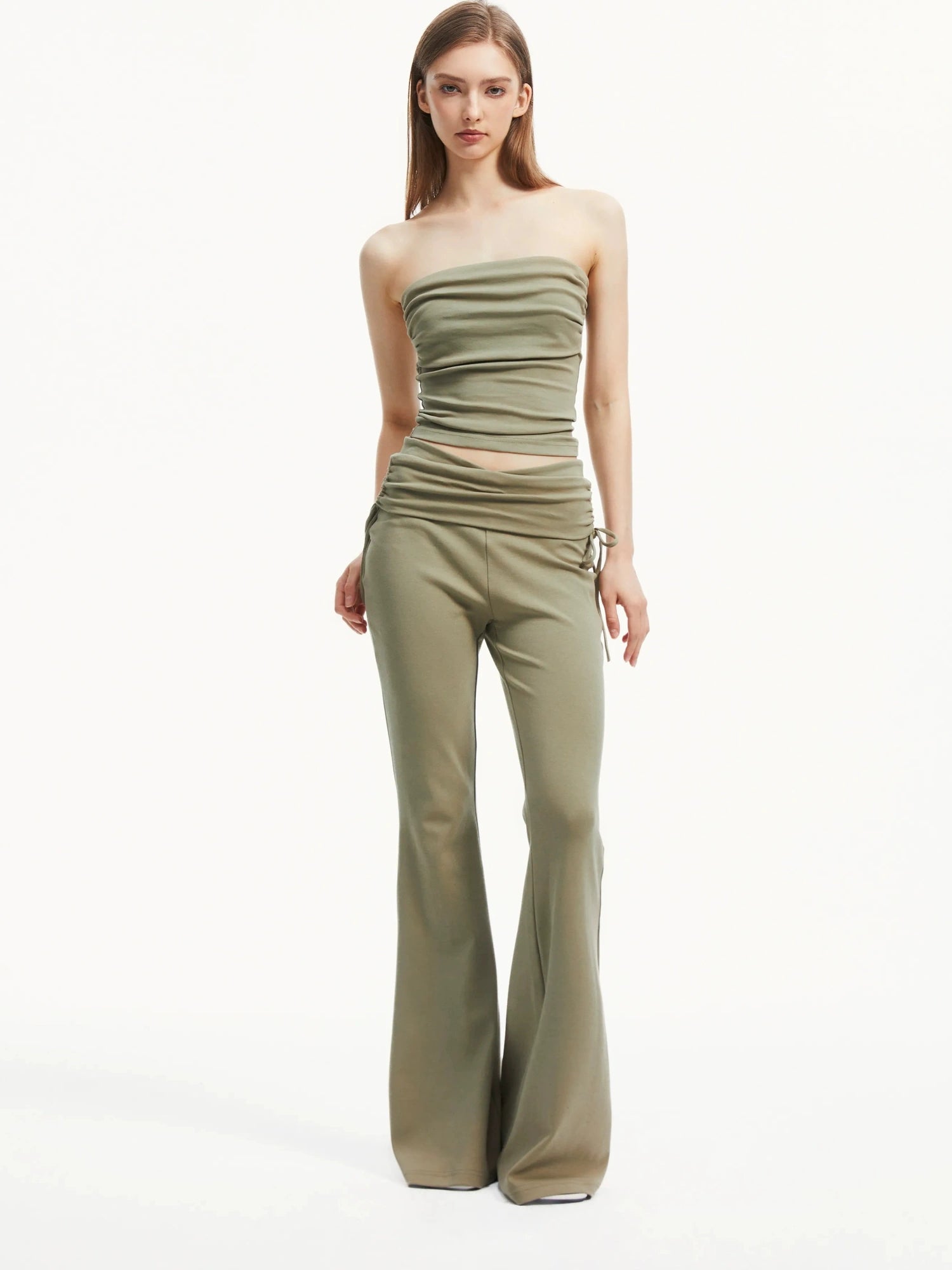 kvkv Low Rise Belted Gather Flare Pants