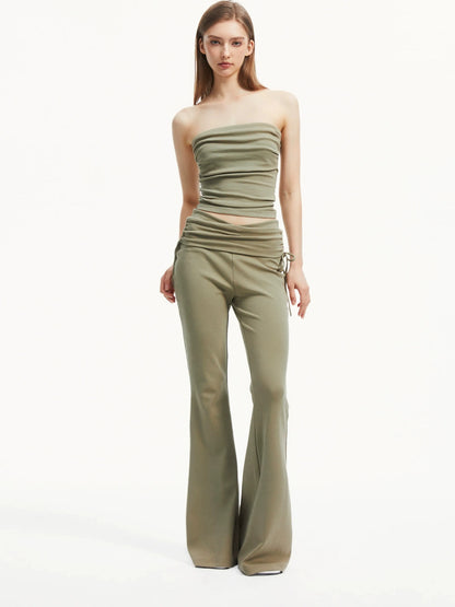 kvkv Low Rise Belted Gather Flare Pants