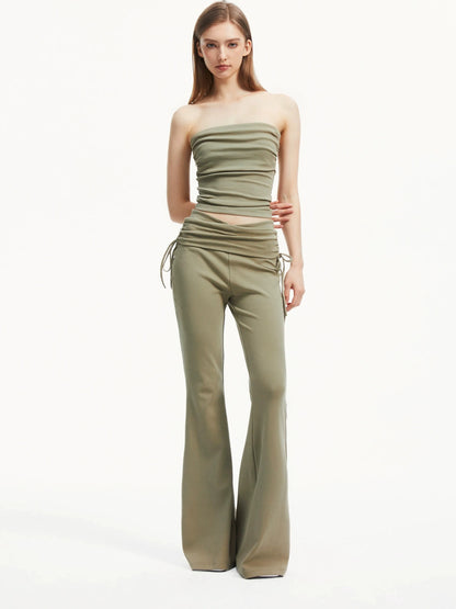 kvkv Low Rise Belted Gather Flare Pants