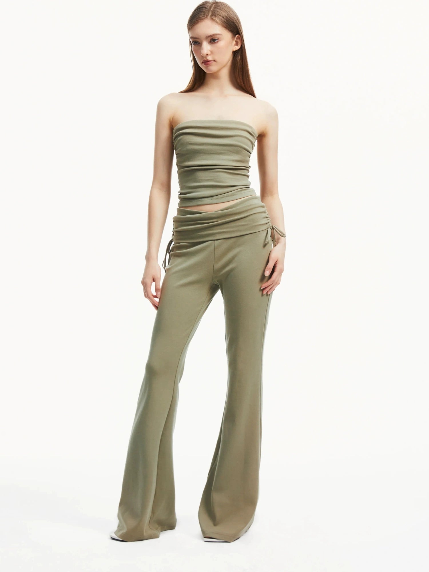kvkv Low Rise Belted Gather Flare Pants