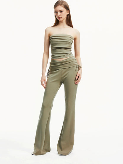 kvkv Low Rise Belted Gather Flare Pants