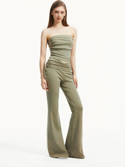 kvkv Low Rise Belted Gather Flare Pants