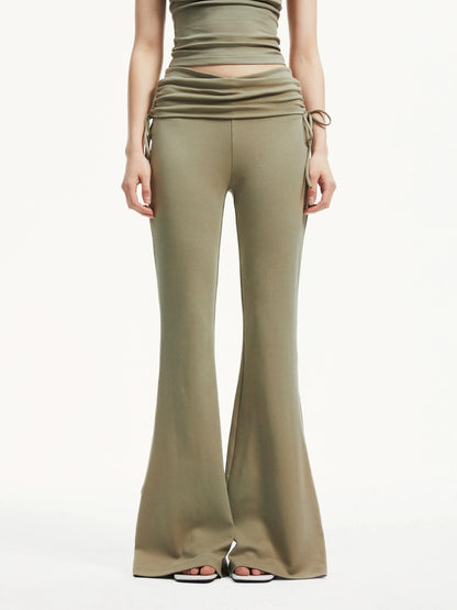 kvkv Low Rise Belted Gather Flare Pants
