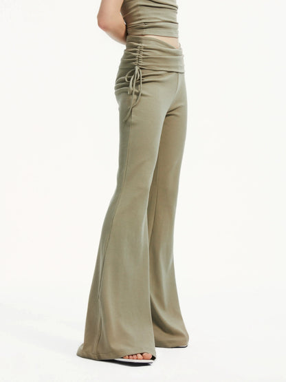 kvkv Low Rise Belted Gather Flare Pants