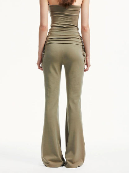 kvkv Low Rise Belted Gather Flare Pants