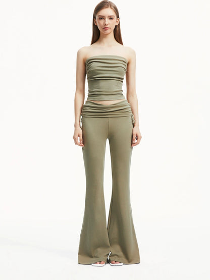 kvkv Low Rise Belted Gather Flare Pants