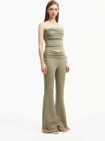 kvkv Low Rise Belted Gather Flare Pants
