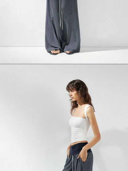 kvkv Low Rise Flared Yoga Pants With Folded Waist