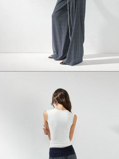 kvkv Low Rise Flared Yoga Pants With Folded Waist