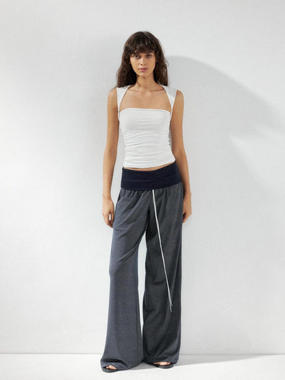 kvkv Low Rise Flared Yoga Pants With Folded Waist