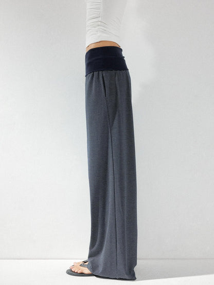 kvkv Low Rise Flared Yoga Pants With Folded Waist