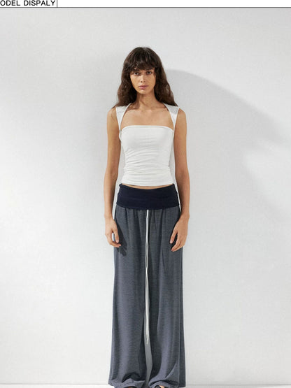 kvkv Low Rise Flared Yoga Pants With Folded Waist