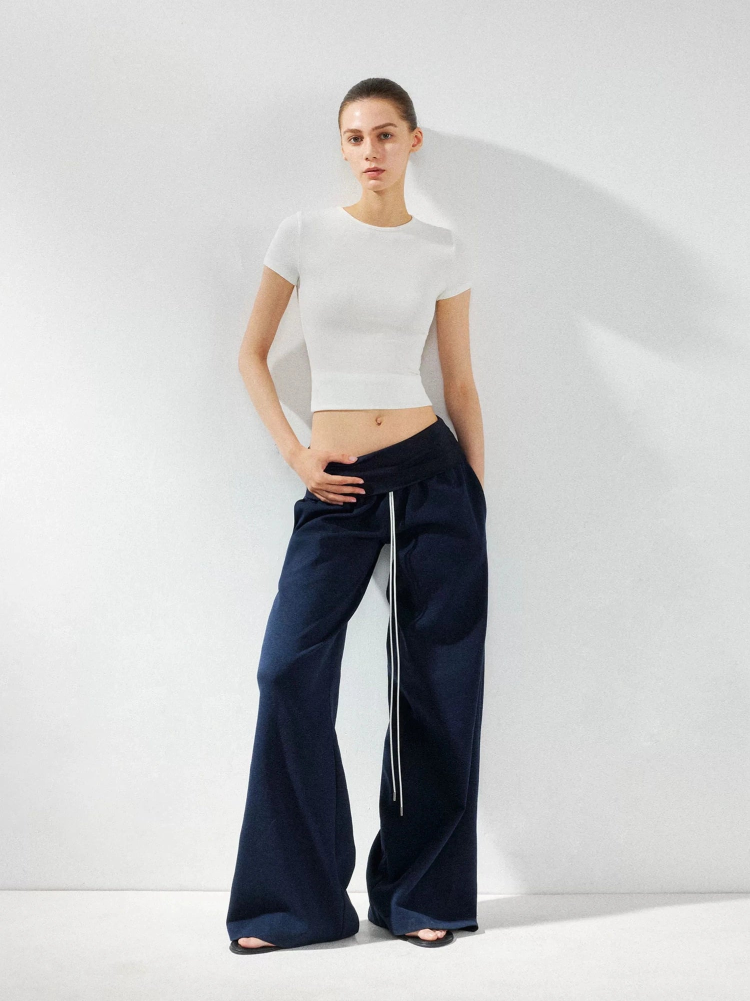 kvkv Low Rise Foldable Wide Waistband Flared Yoga Pants