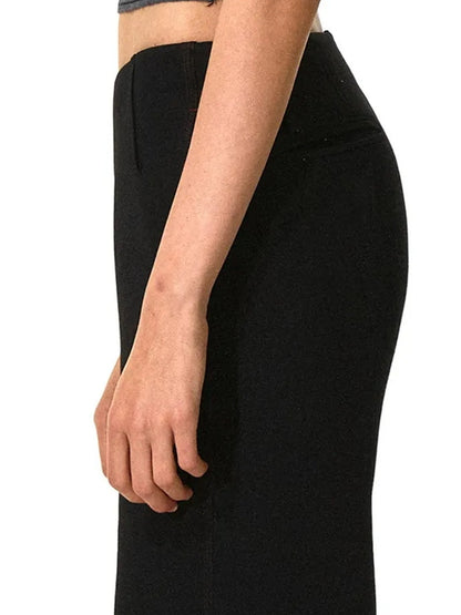 Low Rise V Waist Wide Leg Red Trim Trousers