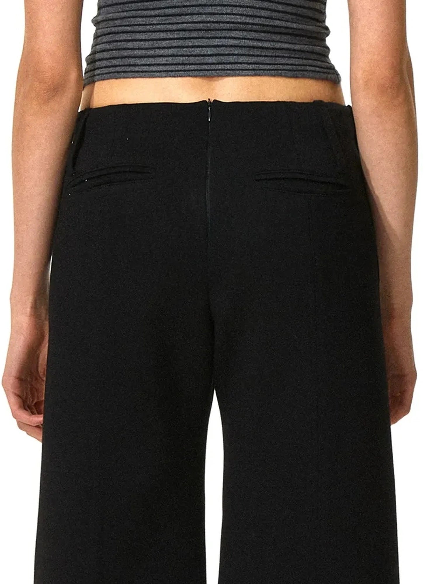 Low Rise V Waist Wide Leg Red Trim Trousers