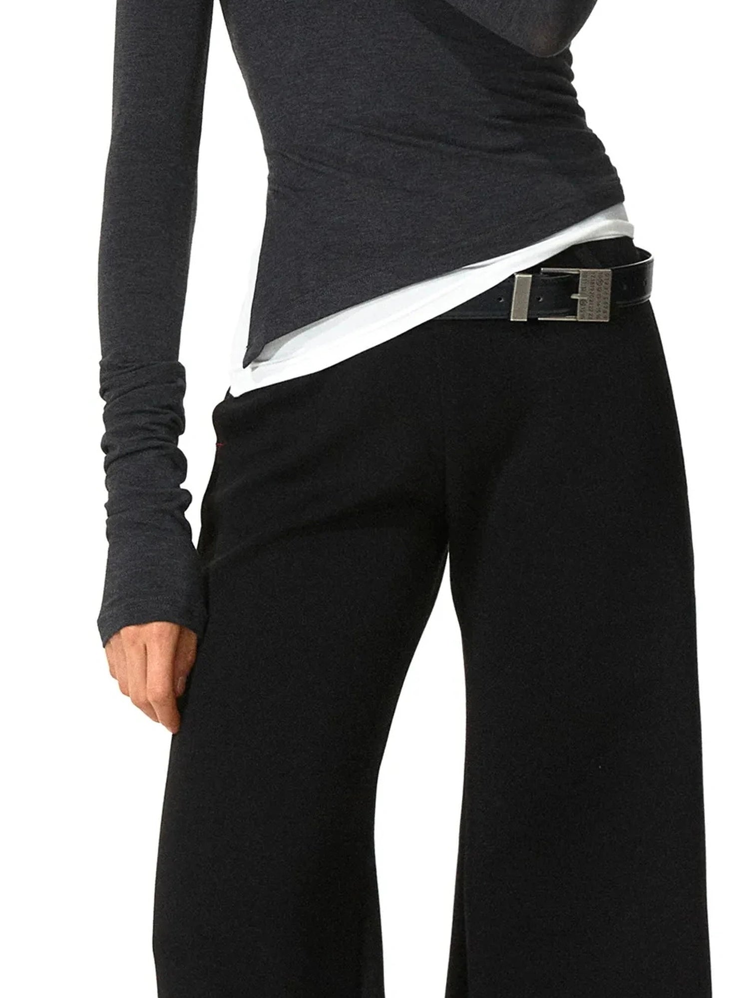 kvkv Low Rise V Waist Wide Leg Red Trim Trousers