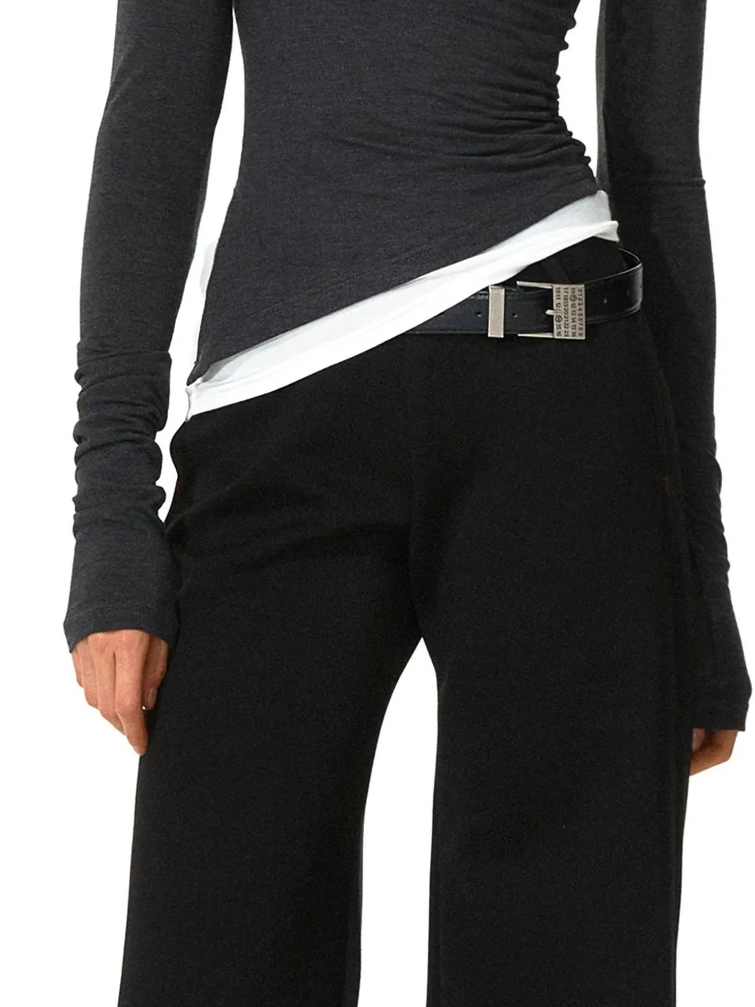 Low Rise V Waist Wide Leg Red Trim Trousers