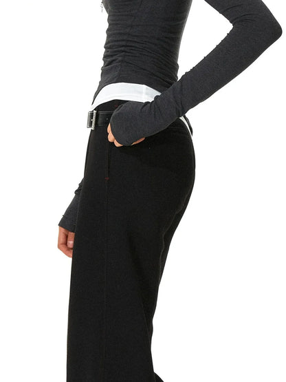 kvkv Low Rise V Waist Wide Leg Red Trim Trousers