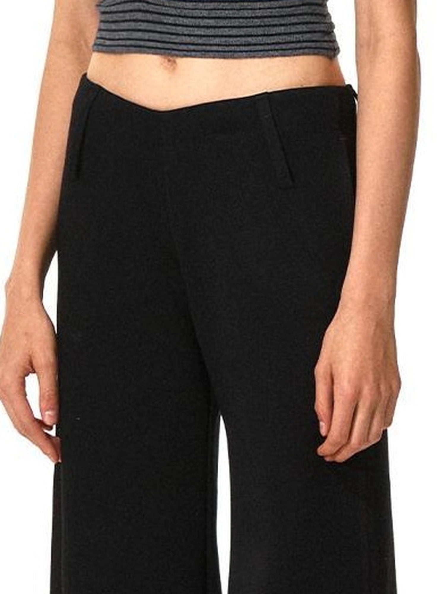 Low Rise V Waist Wide Leg Red Trim Trousers