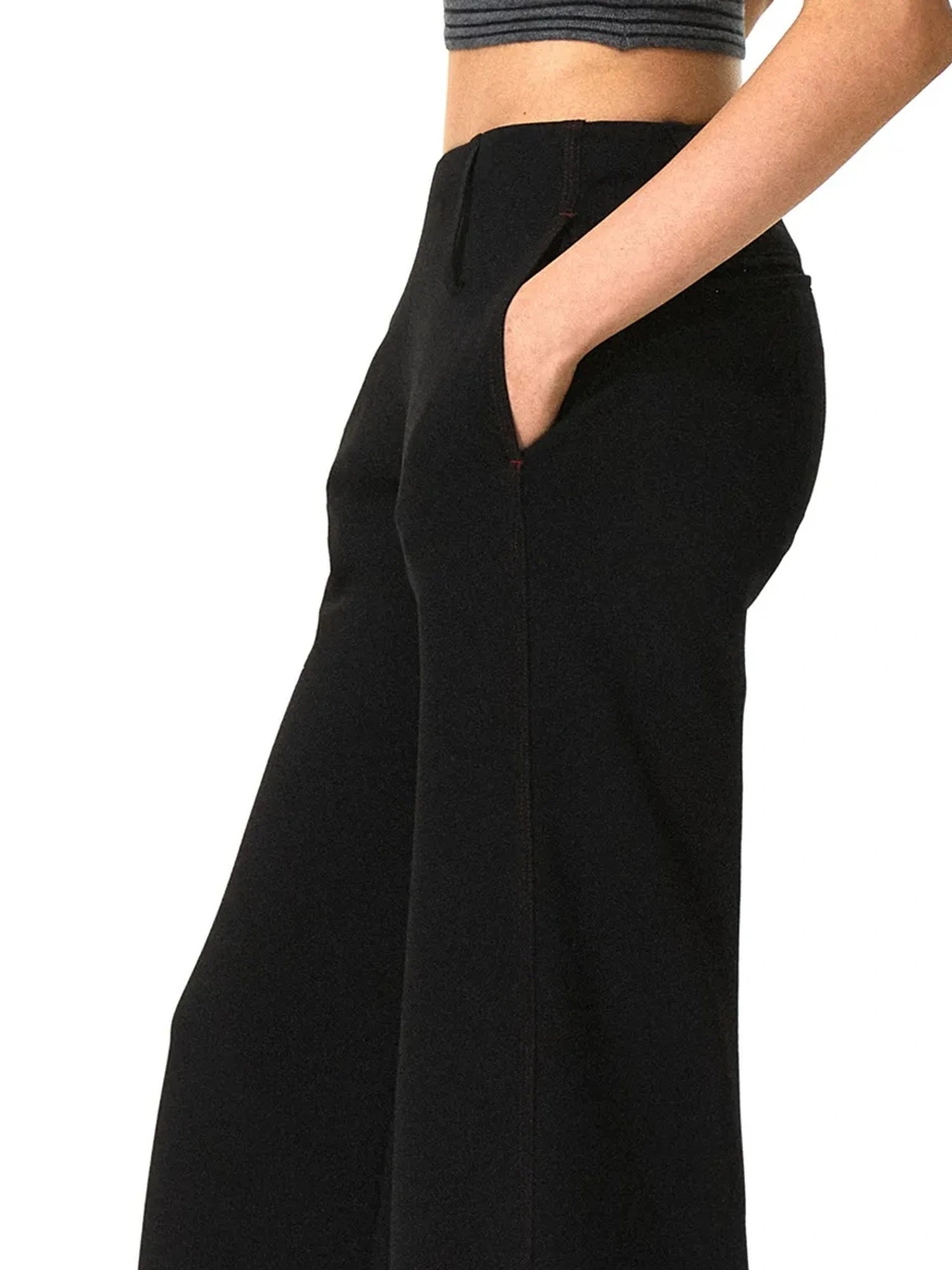 Low Rise V Waist Wide Leg Red Trim Trousers