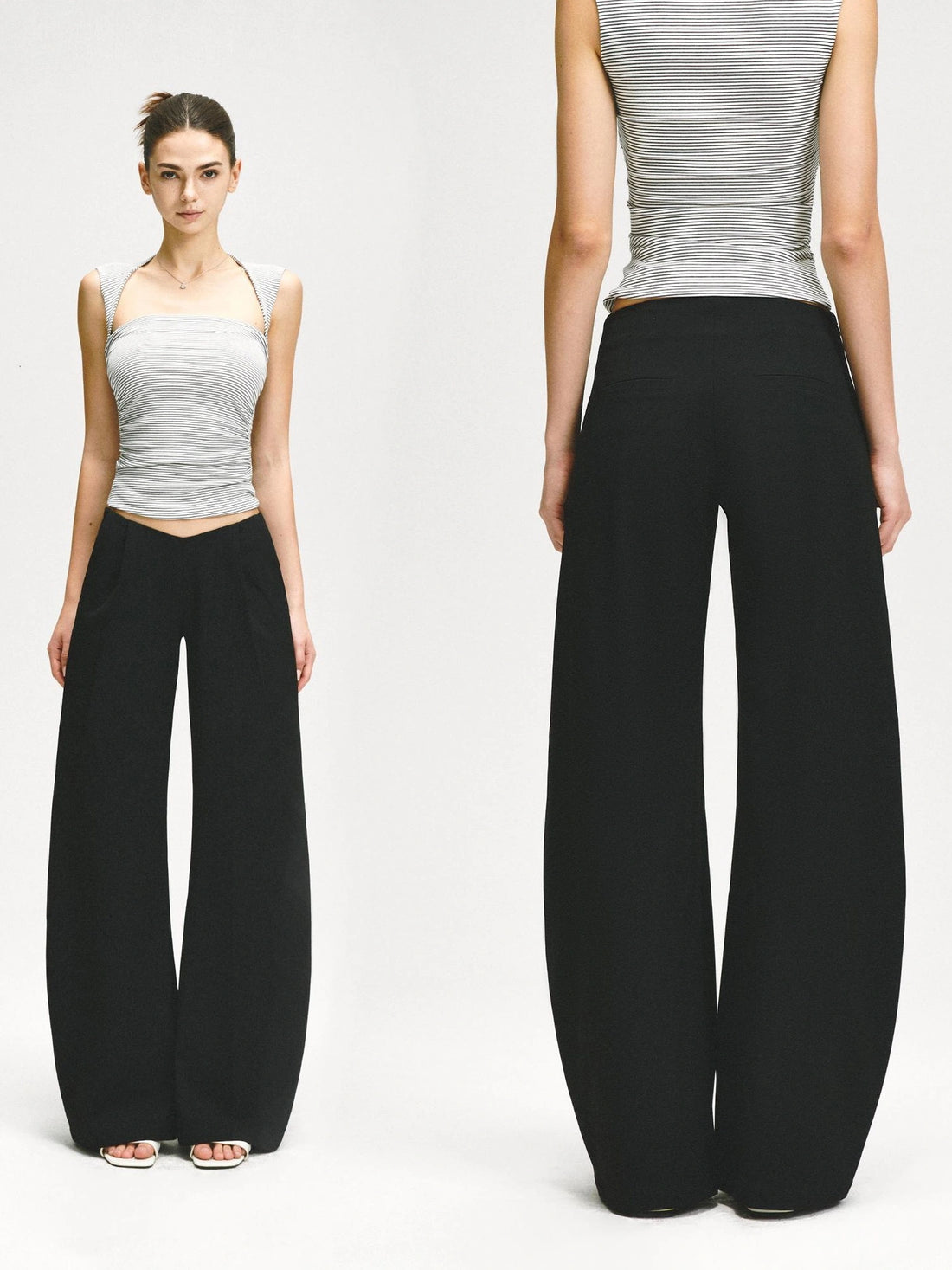 kvkv Low Rise V Waist Wide Leg Trousers
