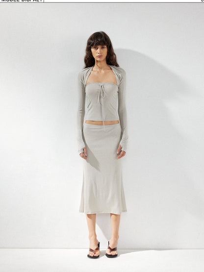 kvkv Low Waist Lyocell Stretch Pencil Skirt