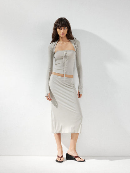 kvkv Low Waist Lyocell Stretch Pencil Skirt