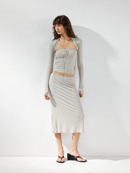 kvkv Low Waist Lyocell Stretch Pencil Skirt
