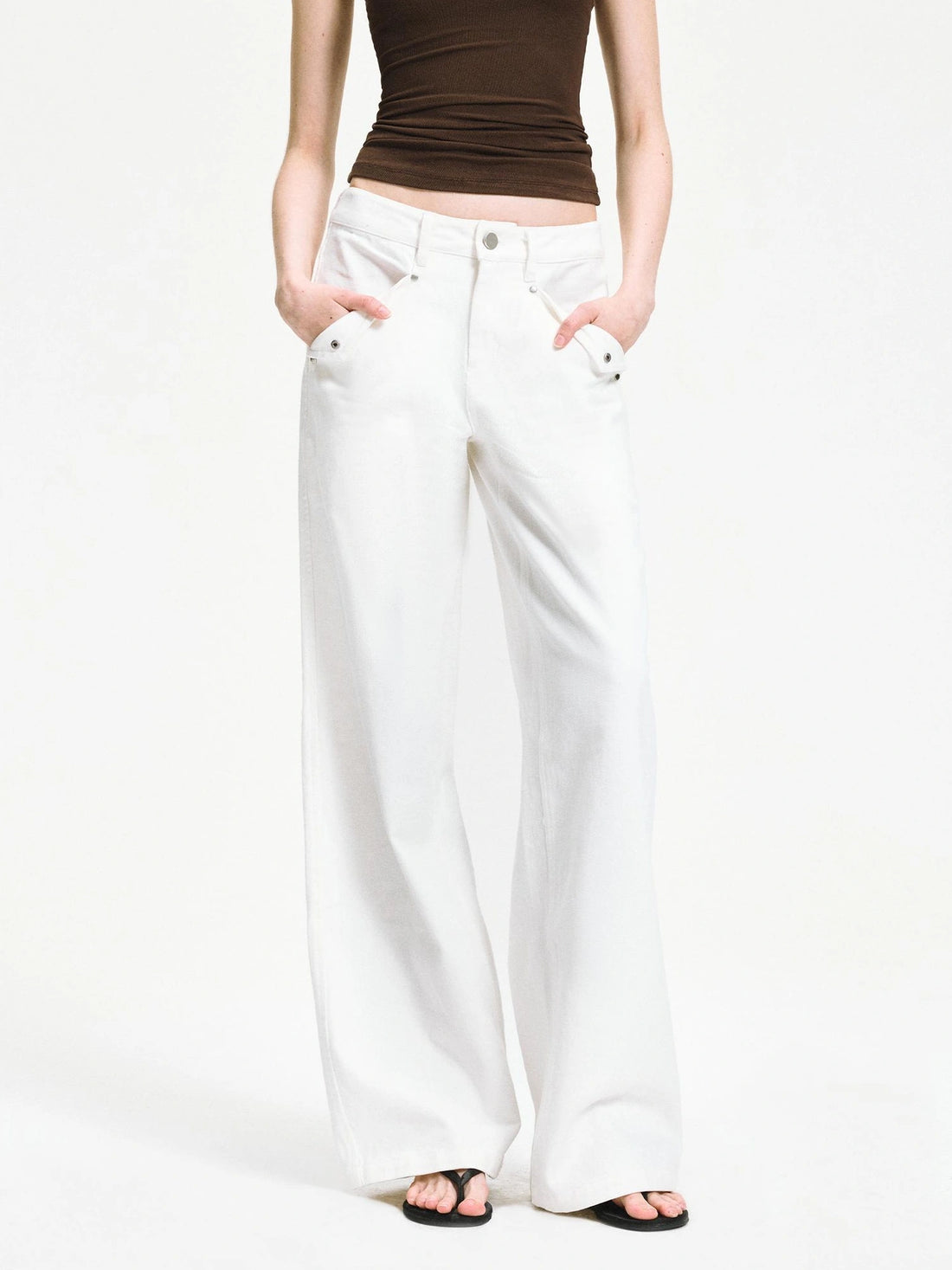 kvkv Low Waist Washed Denim Cargo Pants