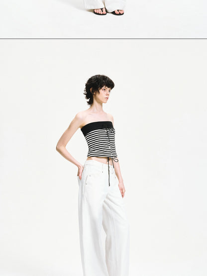 kvkv Low Waist Washed Denim Cargo Pants