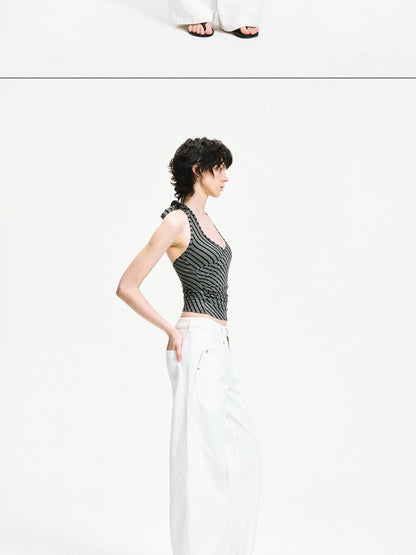 kvkv Low Waist Washed Denim Cargo Pants