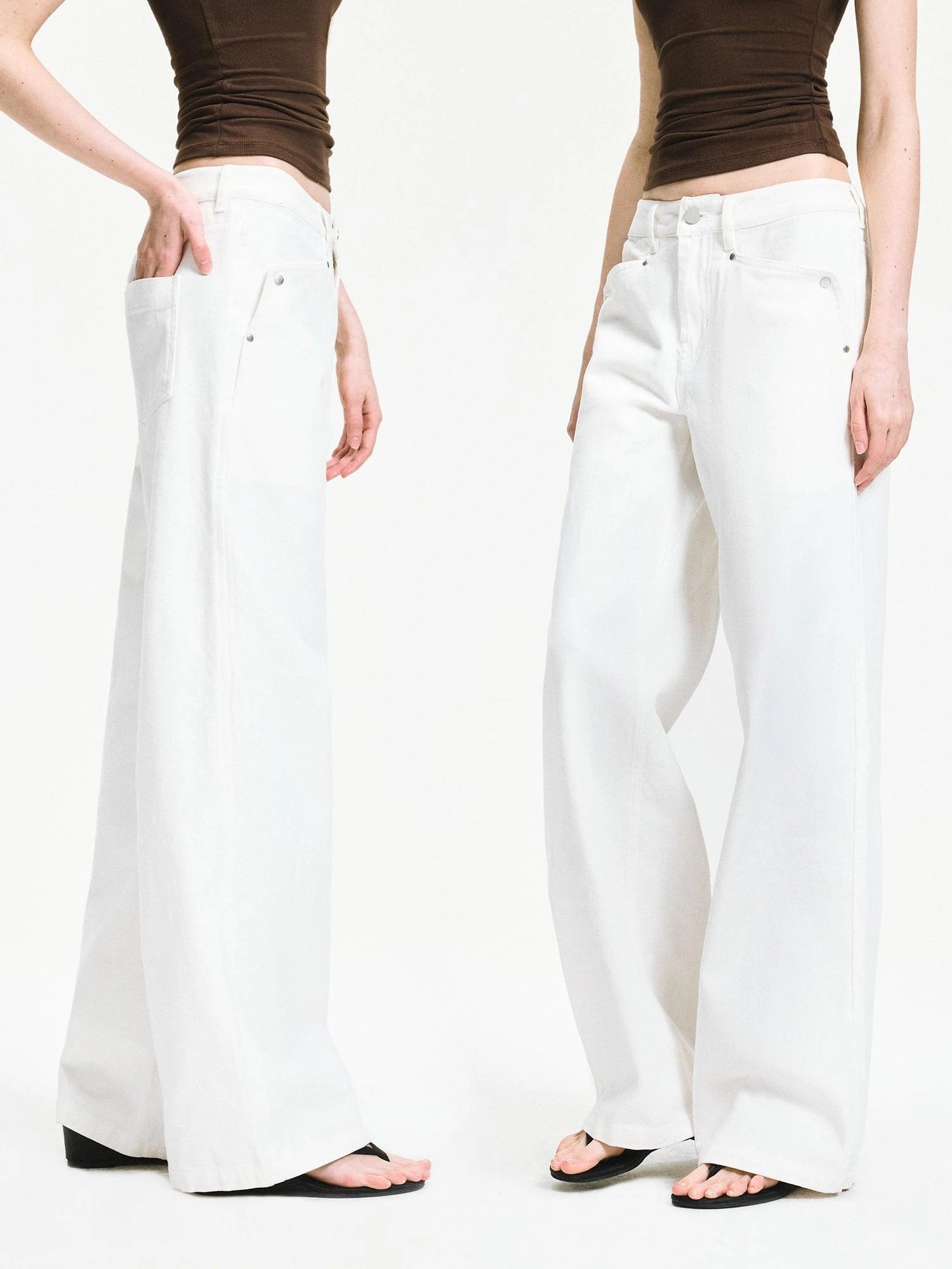 kvkv Low Waist Washed Denim Cargo Pants