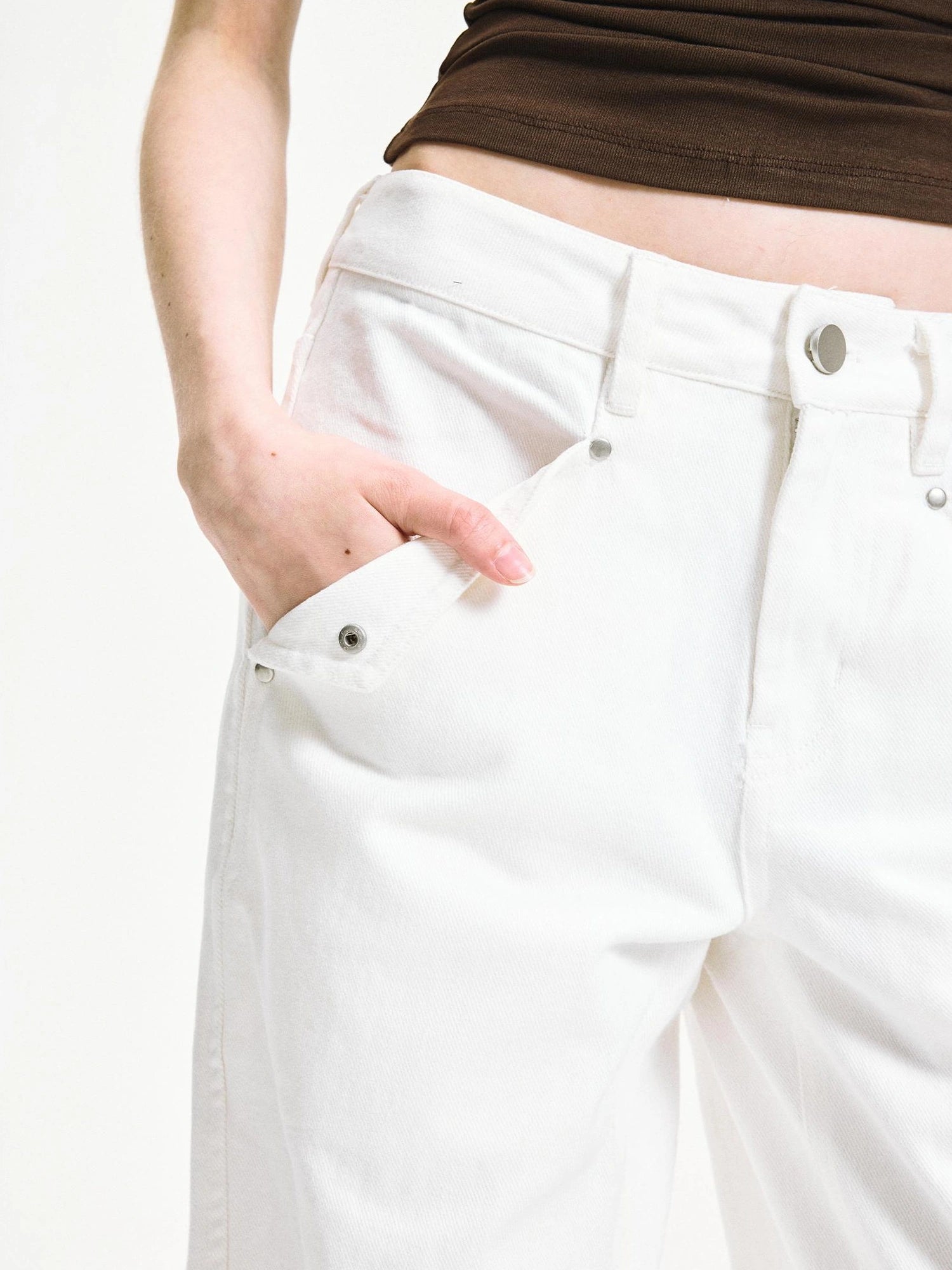 kvkv Low Waist Washed Denim Cargo Pants