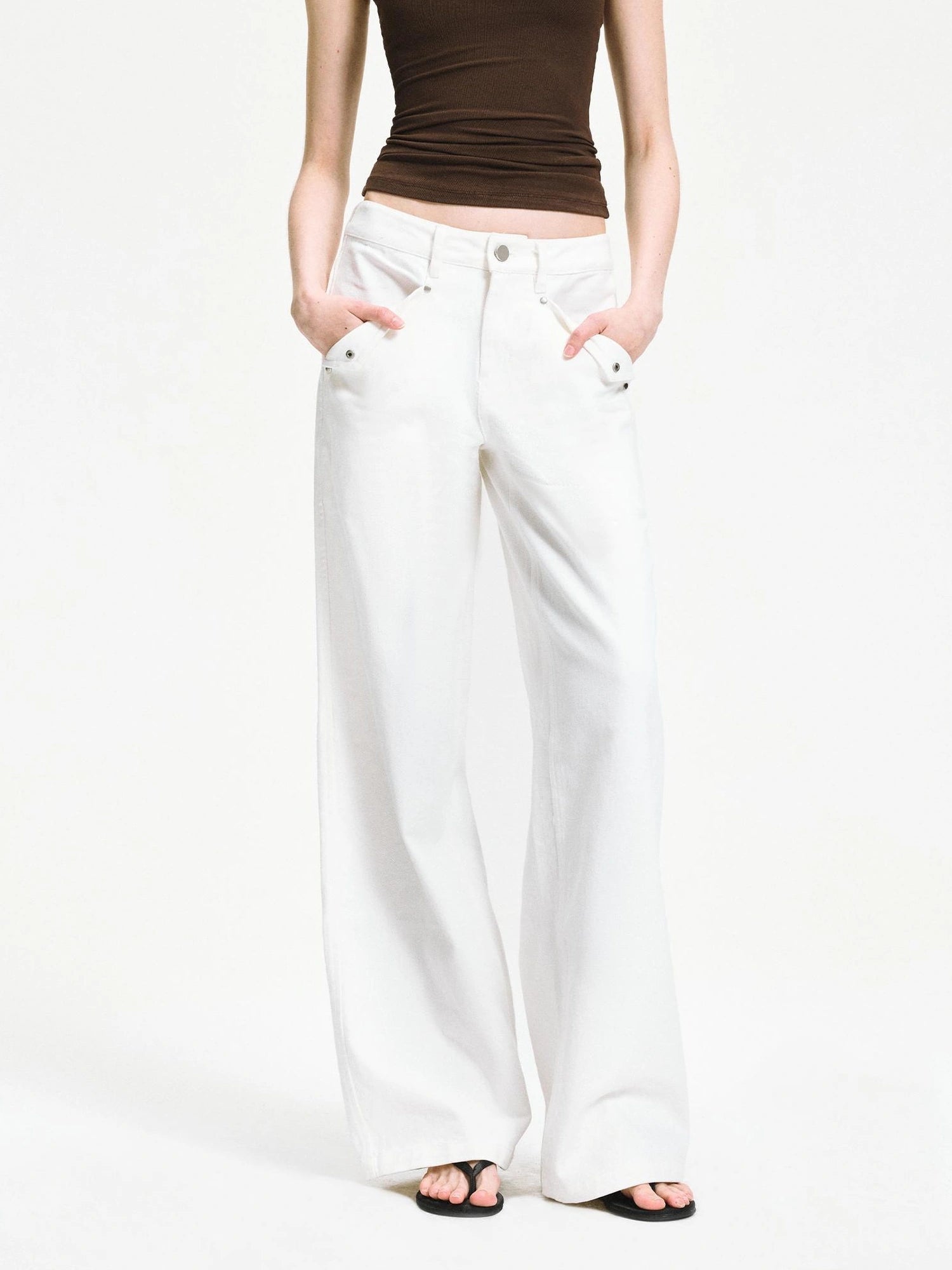 kvkv Low Waist Washed Denim Cargo Pants