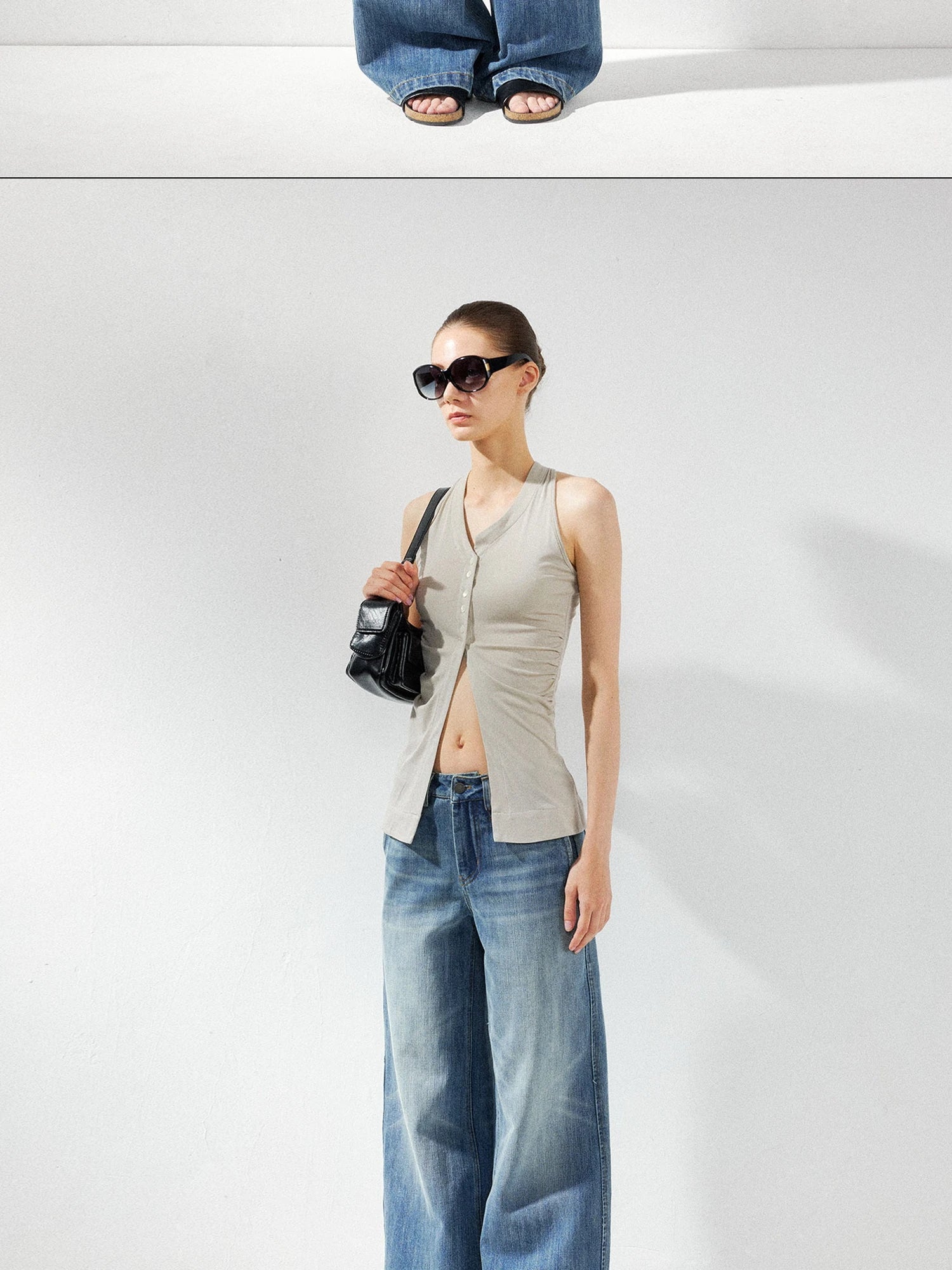 kvkv Low Waist Whisker Wash Relaxed Straight Jeans