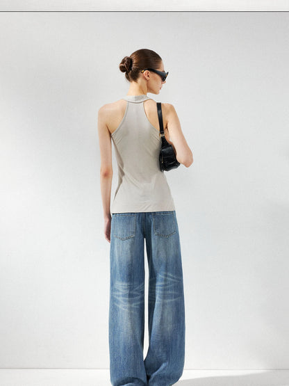 kvkv Low Waist Whisker Wash Relaxed Straight Jeans