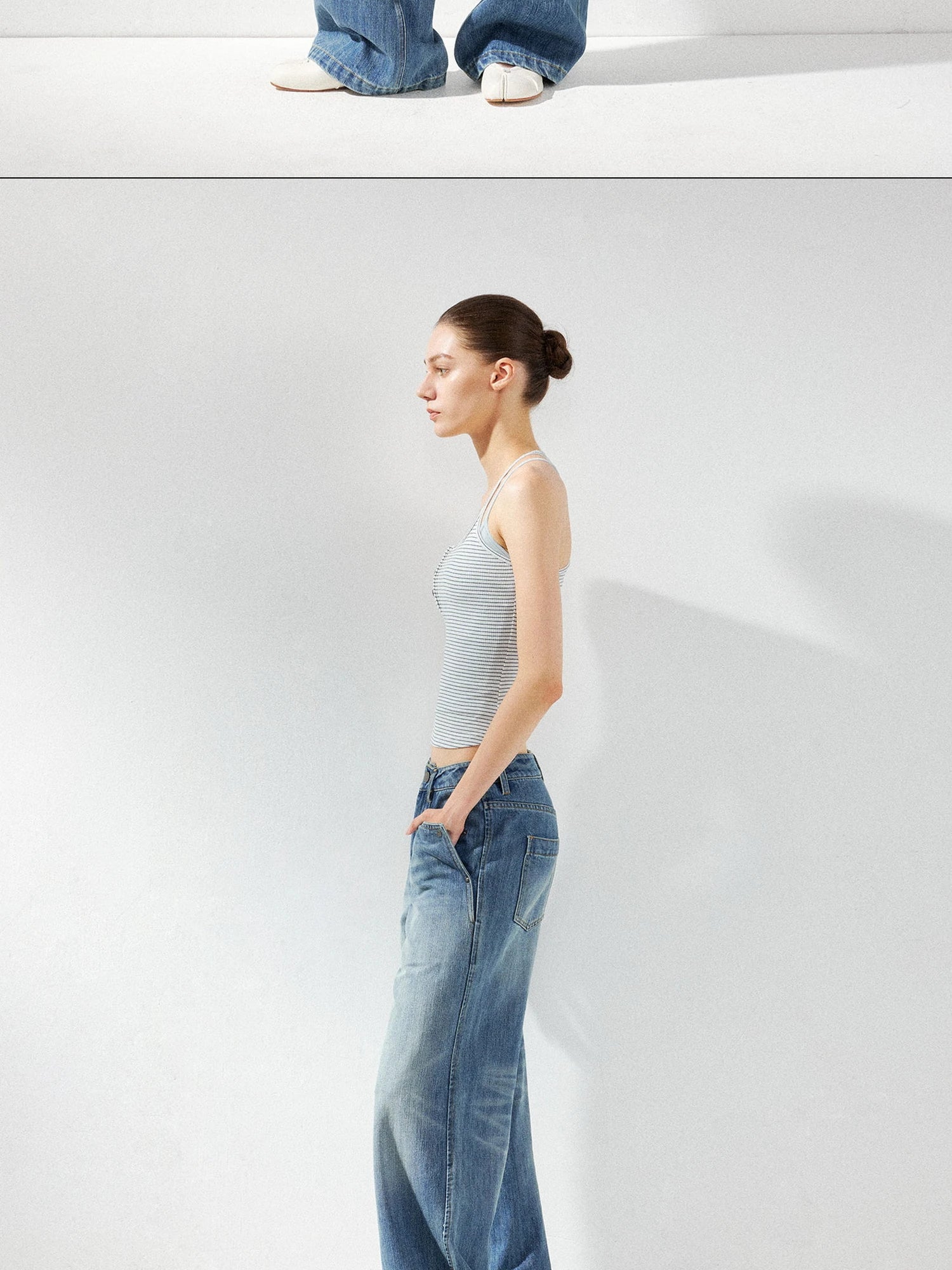 kvkv Low Waist Whisker Wash Relaxed Straight Jeans