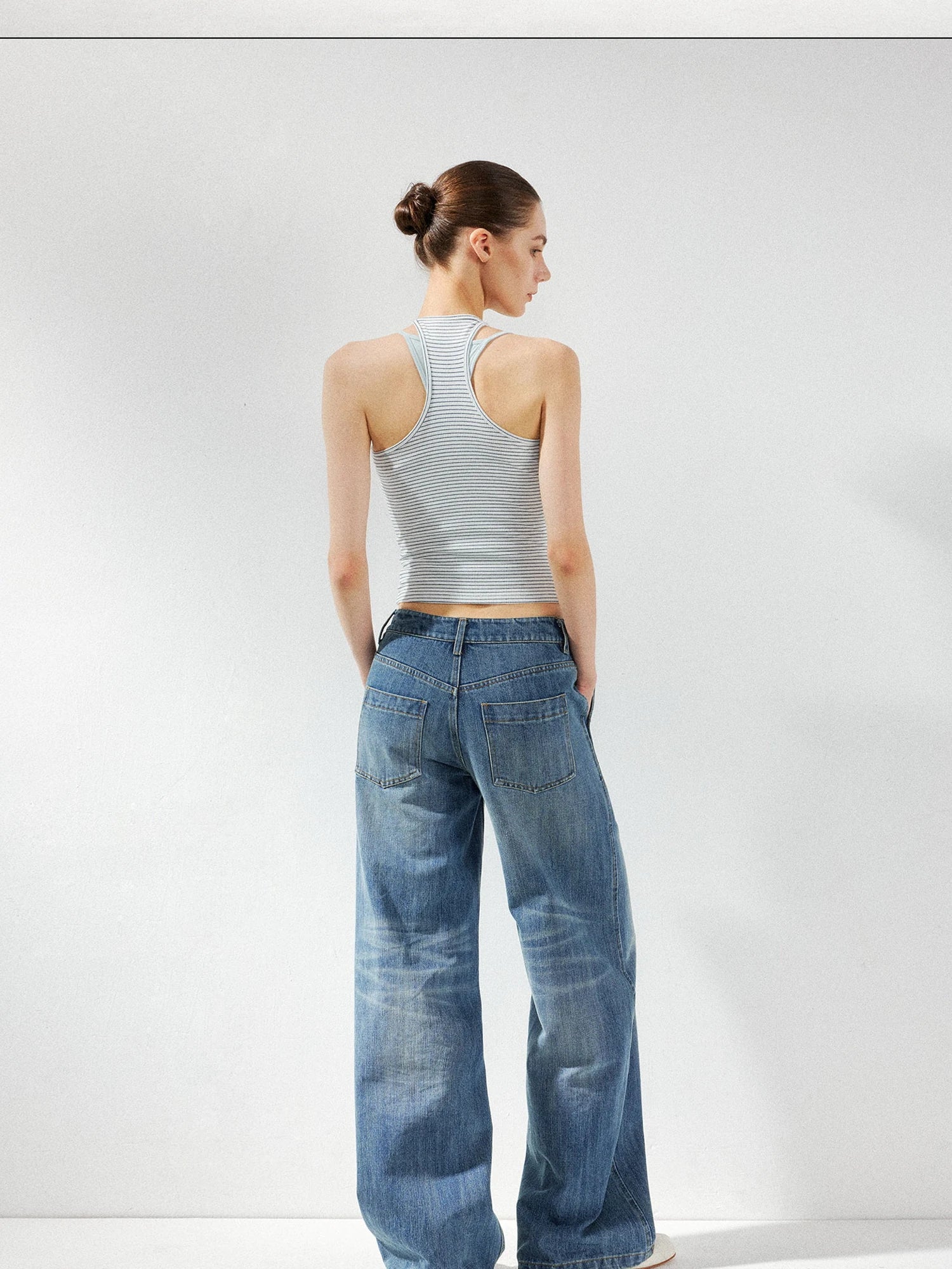 kvkv Low Waist Whisker Wash Relaxed Straight Jeans