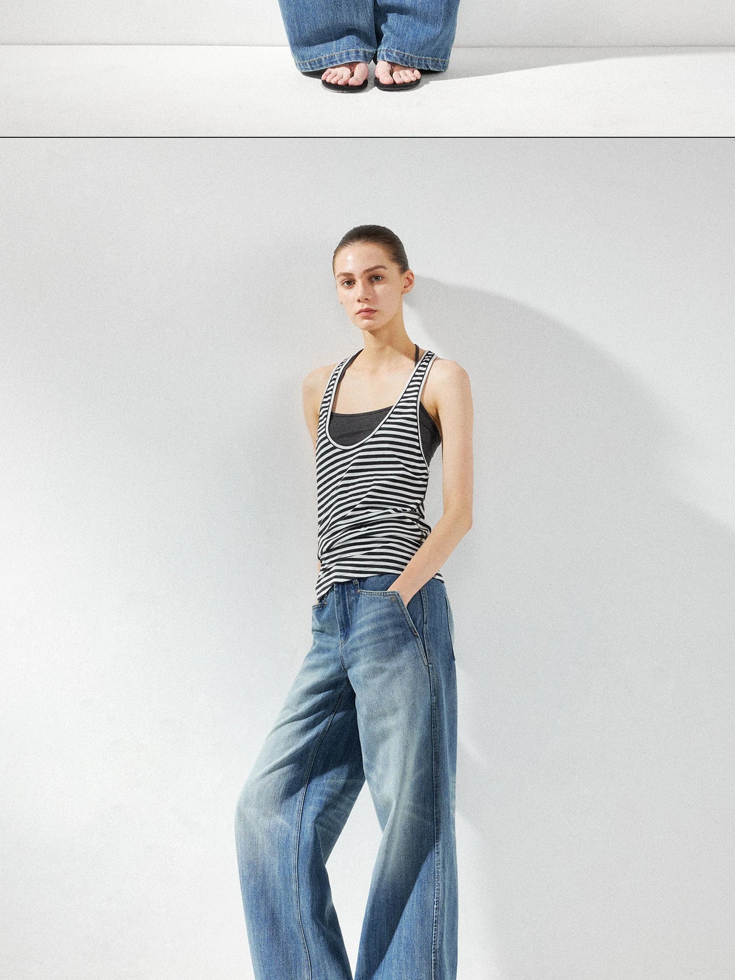 kvkv Low Waist Whisker Wash Relaxed Straight Jeans
