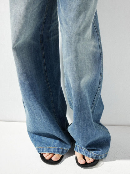 kvkv Low Waist Whisker Wash Relaxed Straight Jeans