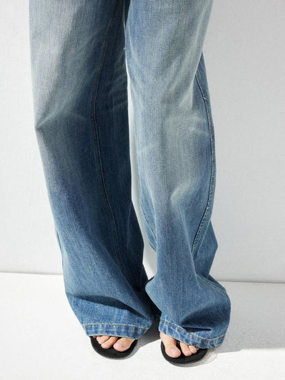 kvkv Low Waist Whisker Wash Relaxed Straight Jeans