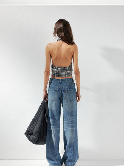 kvkv Low Waist Whisker Wash Relaxed Straight Jeans