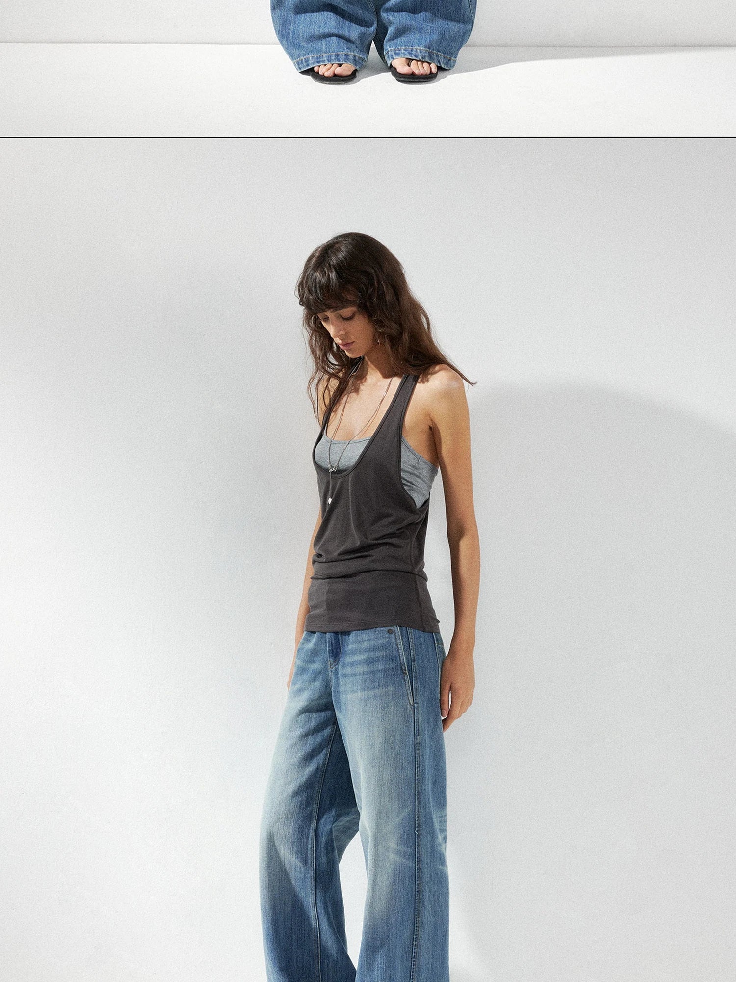 kvkv Low Waist Whisker Wash Relaxed Straight Jeans