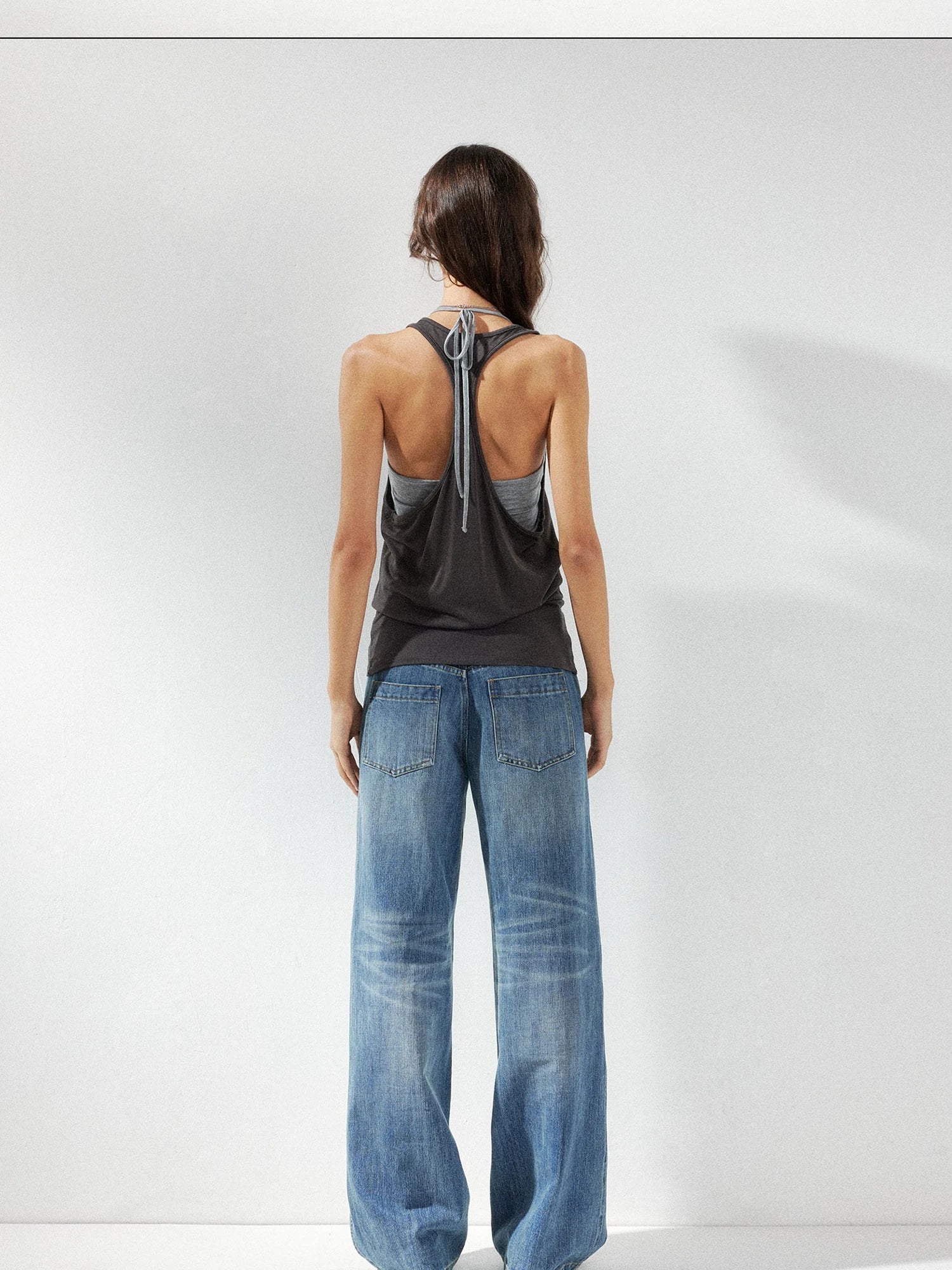 kvkv Low Waist Whisker Wash Relaxed Straight Jeans