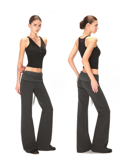 kvkv Lyocell Stretch Athletic Slim U Neck Button Women Casual Black Tank Tops
