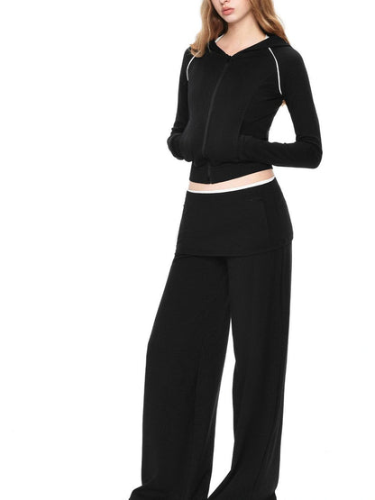 kvkv Matte Finish Zip Hoodie With Contrast Trim