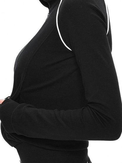 kvkv Matte Finish Zip Hoodie With Contrast Trim