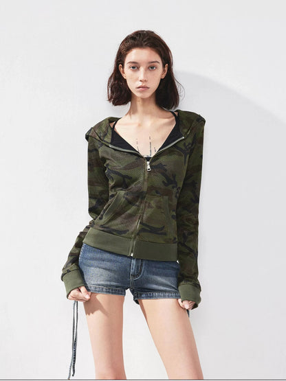 kvkv Mesh Camo Zip Up Hoodie