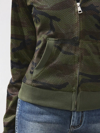 kvkv Mesh Camo Zip Up Hoodie